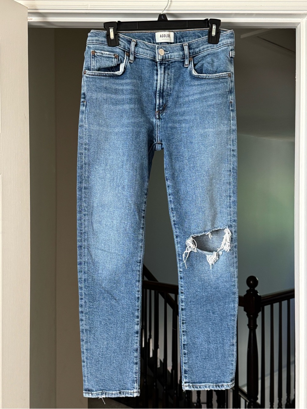 Agolde Light Blue Distressed High-Rise Jeans